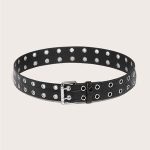 Leather Double Prong stud Hole Belt